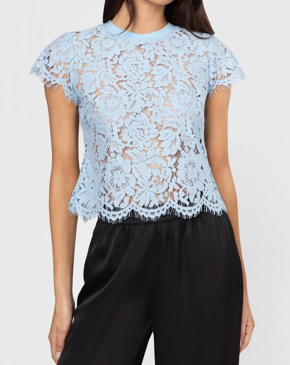NEW GENERATION LOVE kai lace top in dusty blue